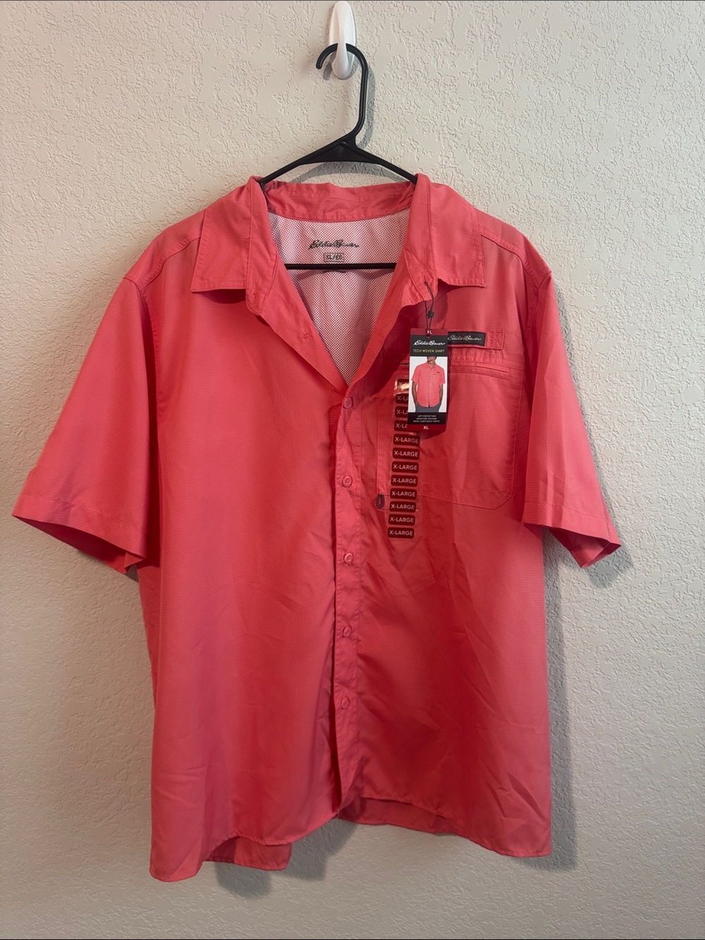 Eddie Bauer Men’s Short-Sleeve Button-Down Shirt — Coral